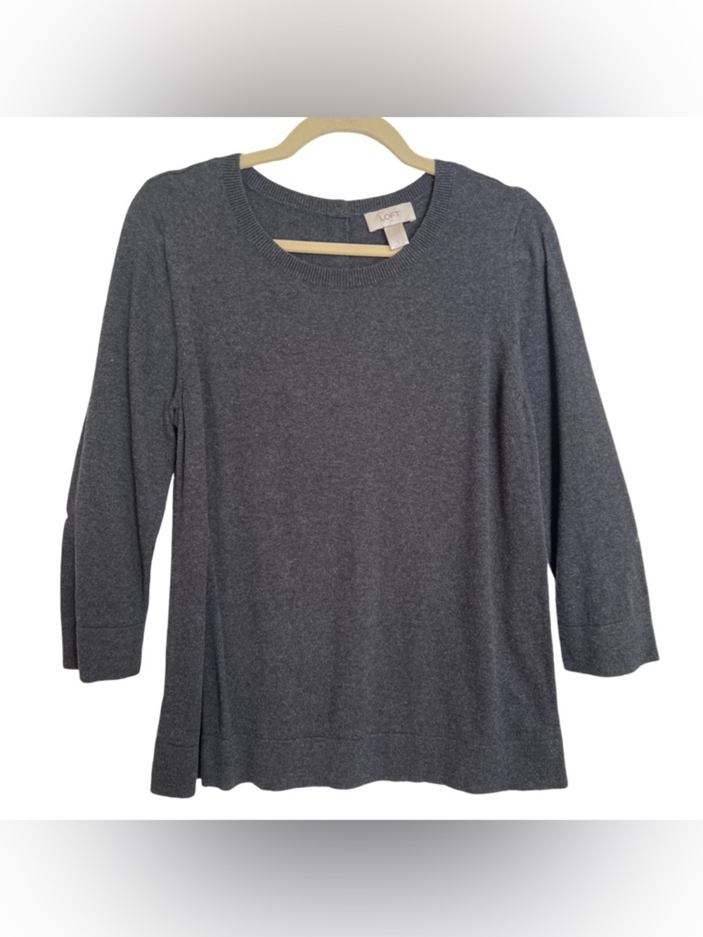 LOFT Charcoal Gray 3/4 Sleeve Top Sweater SZ Large